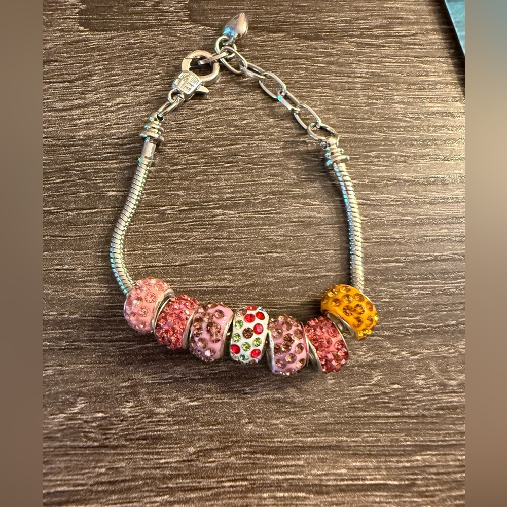 Silver Bracelet with Multicolor Bling Charms